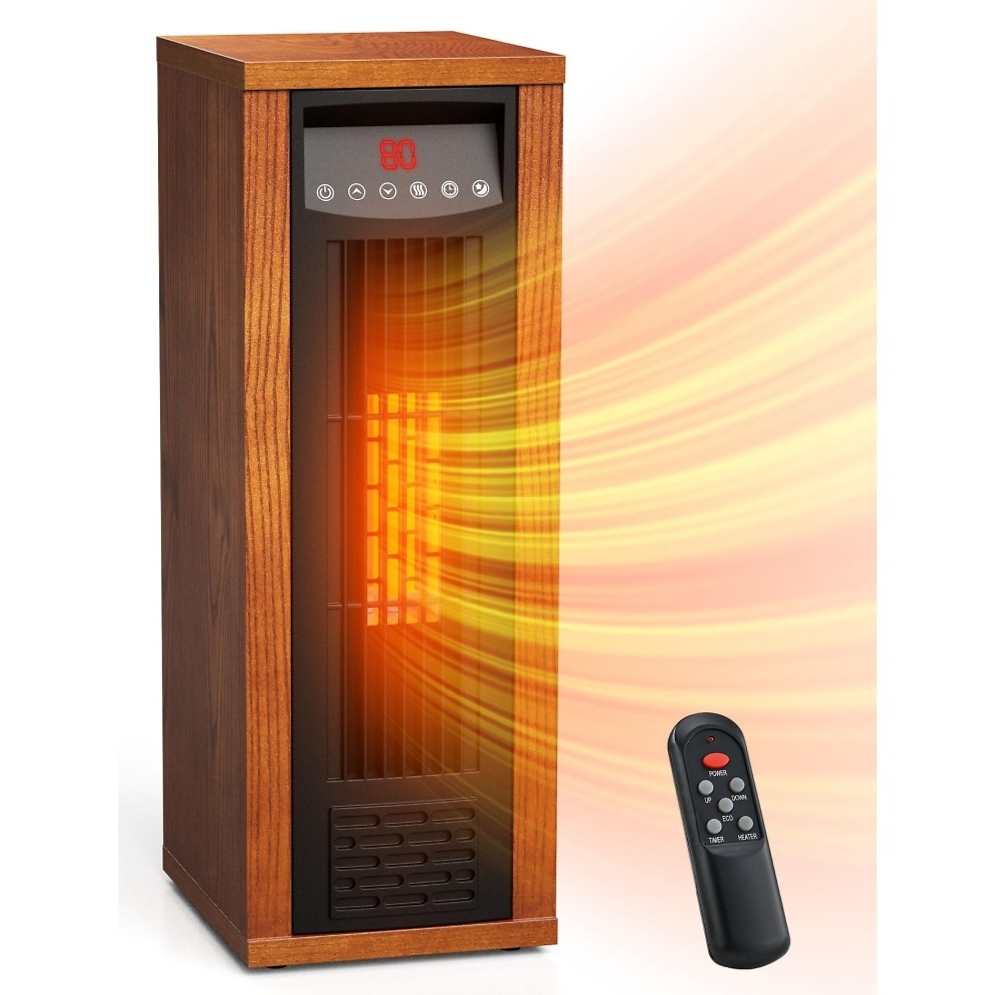 EdenDirect 1500W Infrared Space Heater,12H Timer, Remote Control, PTC Portable Electric Heaters Fast & Quiet Heating Tower Room Heater for Bedroom, Office, Home